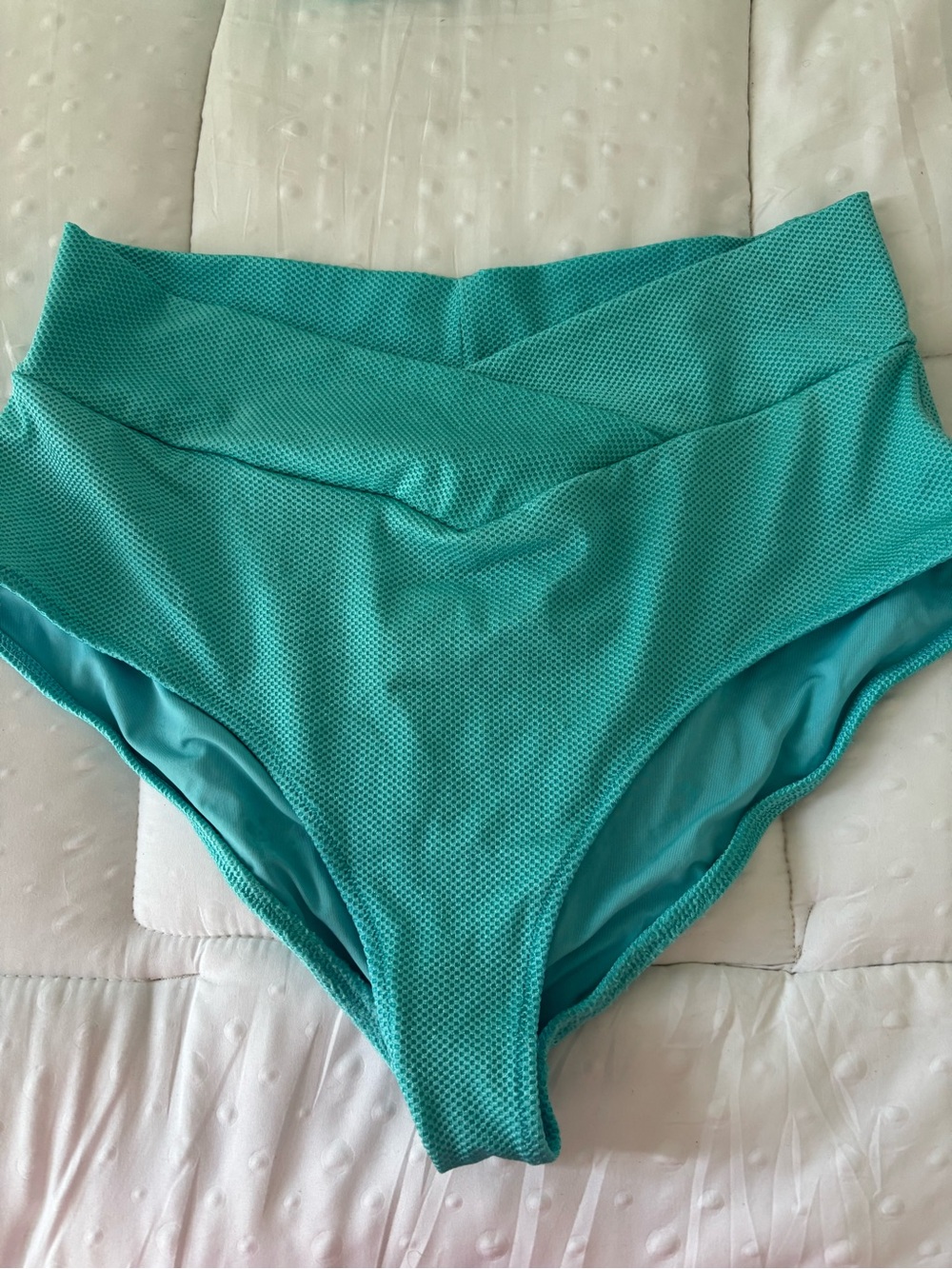 aerie Teal High-Rise Pique Textured Bikini Bottom
